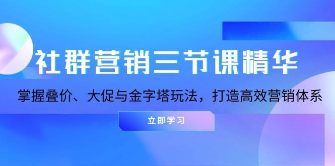 社群营销三节课精华：掌握叠价、大促与金字塔玩法，打造高效营销体系-菡洋资源网