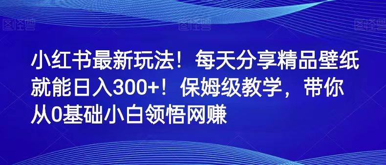 小红书最新玩法！每天分享精品壁纸就能日入300+！保姆级教学，带你从0领悟网赚-菡洋资源网