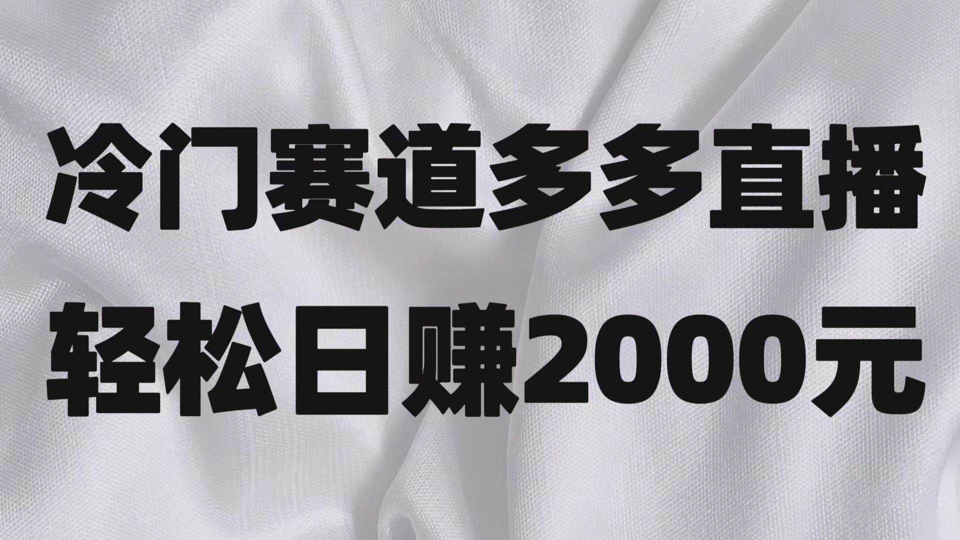 冷门赛道拼多多直播项目，简单念稿子，日收益2000＋-菡洋资源网