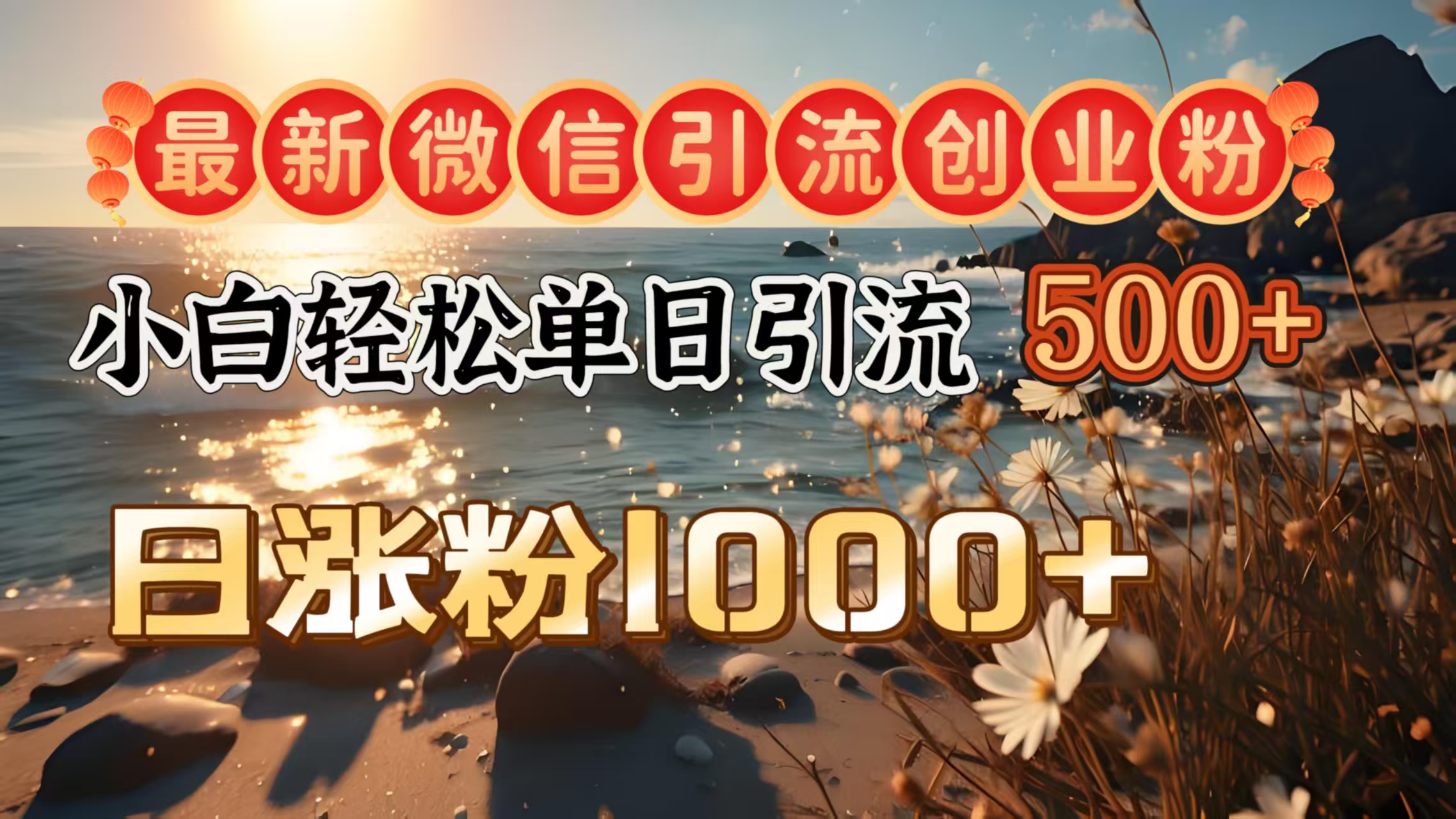 最新微信引流创业粉  ，小白单日轻松引流500＋，日涨粉1000＋-菡洋资源网