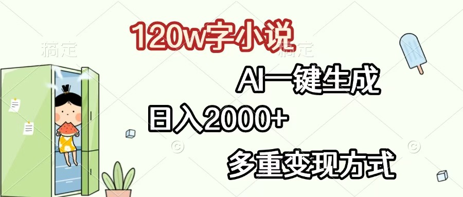 120w字小说，AI一键生成，日入2000+，多重变现方式-菡洋资源网