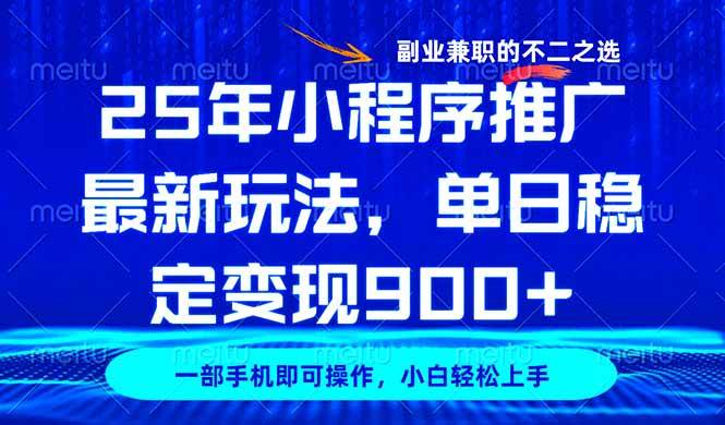 （14550期）25年小程序推广最新玩法，稳定日入900+，副业兼职的不二之选-菡洋资源网